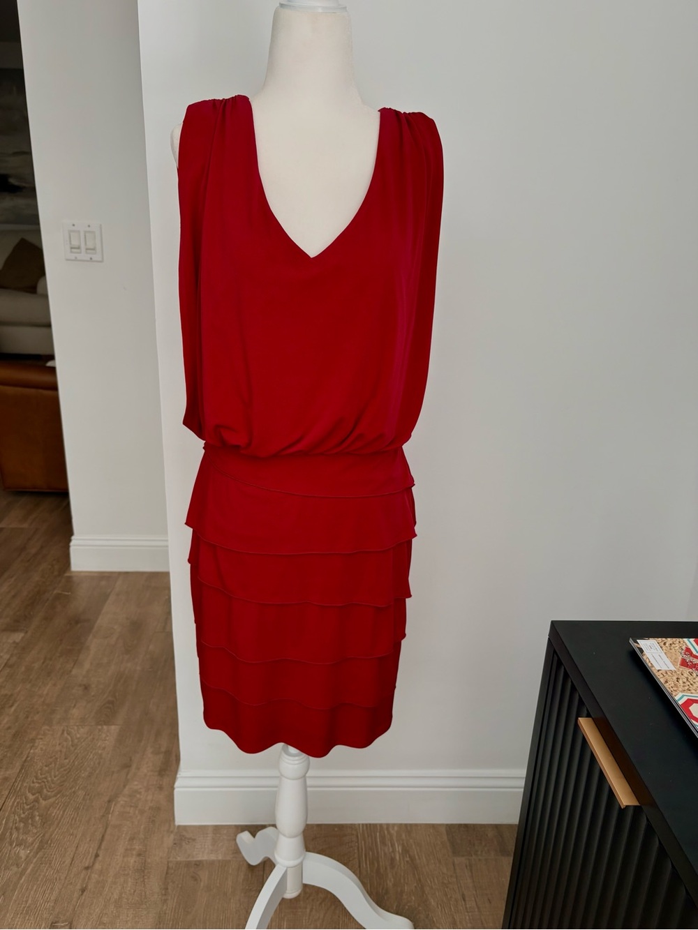Laundry - Red Draped Tiered Dress